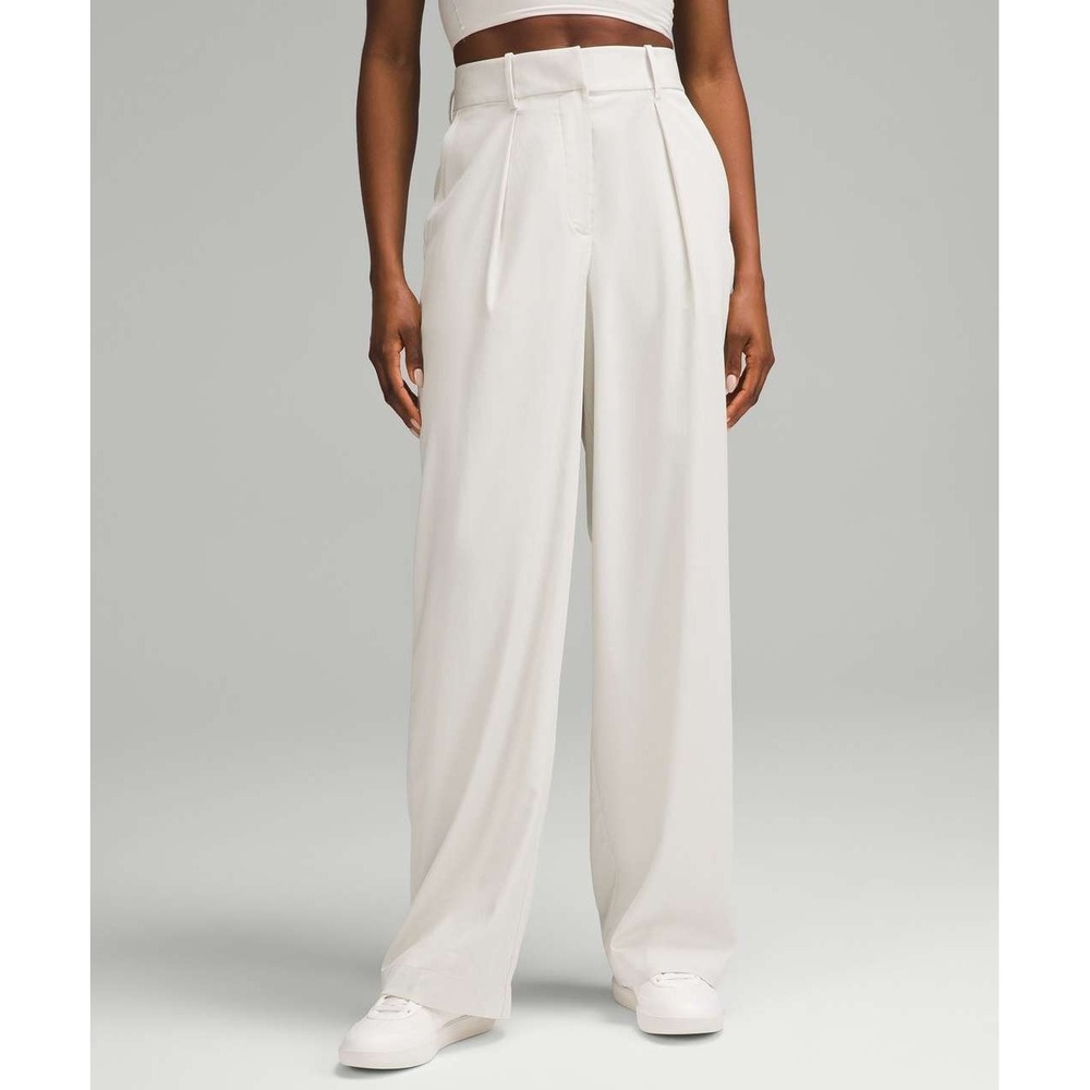 Lululemon Pleat-Front High-Rise Trouser Regular Women 8 Bone Wide Leg NWT $148